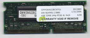 32MB 144p PC66 4c 4x16 SDRAM SODIMM T020, AJB