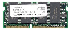 32MB 144p PC100 CL2 4c 4x16 SDRAM SODIMM, MemoryT