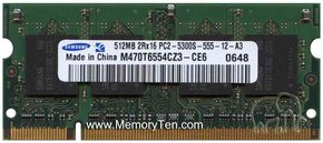 512MB 200p PC2-5300 CL5 8c 32x16 DDR2-667 2Rx16 1