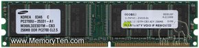 256MB 184p PC2700 CL2.5 8c 32x8 DDR DIMM T001-RFB