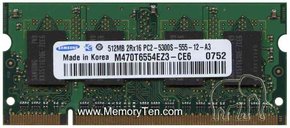512MB 200p PC2-5300 CL5 8c 32x16 DDR2-667 2Rx16 1