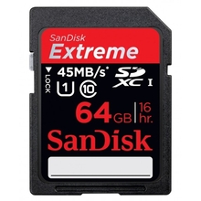 64GB 9p SDXC Extreme Class 10 45mb/s 300x Secure 