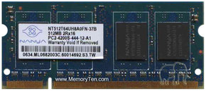 512MB 200p PC2-4200 CL4 8c 32x16 DDR2-533 SODIMM 