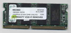 32MB 144p PC66 4c 4x16 SDRAM SODIMM T020, Generic
