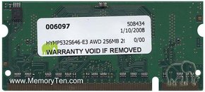 256MB 200p PC2-3200 CL3 4c 32x16 DDR2-400 SODIMM,