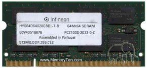 512MB 200p PC2100 CL2 16c 32x8 DDR SODIMM T005 NO