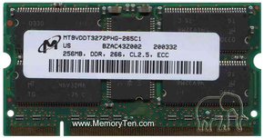 256MB 200p PC2100 CL2.5 9c 32x8 ECC DDR SODIMM Ci