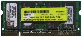 2GB 200p PC2-5300 CL5 16c 128x8 DDR2-667 2Rx8 1.8