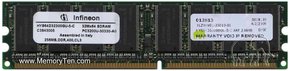 256MB 184p PC3200 CL3 8c 32x8 DDR400 1Rx8 1.8V UD