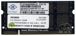 1GB 200p PC2-5300 CL5 16c 64x8 DDR2-667 2Rx8 1.8V