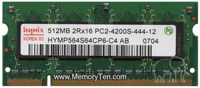 512MB 200p PC2-4200 CL4 8c 32x16 DDR2-533 SODIMM 