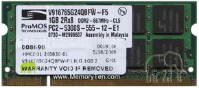 1GB 200p PC2-5300 CL5 16c 64x8 DDR2-667 2Rx8 SODI