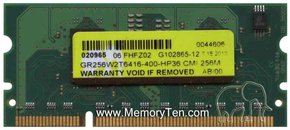 256MB 144p PC2-3200 CL3 2c 64x16 DDR2-400 32-bit 