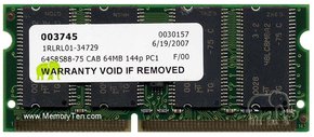 64MB 144p PC133 CL3 8c 8x8 SDRAM SODIMMDIMM, Memo