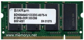 512MB 200p PC2700 CL2.5 8c 32x16 DDR333 2Rx16 2.5