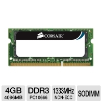 Corsair PC10666 RAM - 4GB, DDR3, 1333MHz, SODIMM 