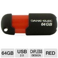 Dane Elec USB Flash Drive - 64GB, USB 2.0, Red