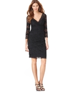 Dress, Three Quarter Sleeve Tiered Lace Cocktail D