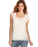 Juniors Top, Cap Sleeve Sheer Blouse