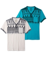 Shirt, Geo Print Henley Shirt