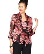 Petite Evening Set, Three-Quarter-Sleeve Floral Ja