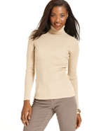Petite Top, Long-Sleeve Metallic Turtleneck