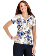 Top, Short-Sleeve Floral-Print