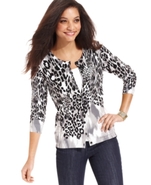 Sweater, Long-Sleeve Animal-Print Cardigan