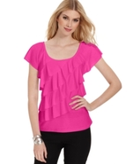 Top, Short-Sleeve Ruffled Tiered
