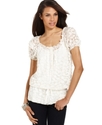Top, Short-Sleeve Lace Peasant