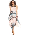 Dress, Sleeveless Scoop-Neck Striped Maxi