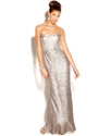 Juniors Dress, Strapless Sequin Column Gown