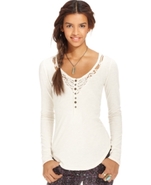 Top, Long-Sleeve V-Neck Lace