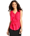 Top, Sleeveless Drawstring Blouse