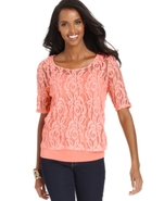 Top, Short-Sleeve Lace