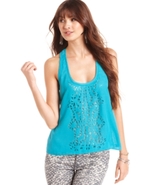 Juniors Top, Sleeveless Laser-Cutout Tank