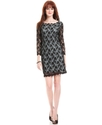 Petite Dress, Three-Quarter-Sleeve Sequined Lace