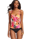 Swimsuit, Printed Ruffled Bright Floral Tankini To