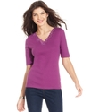Signature Top, Elbow-Length V-Neck