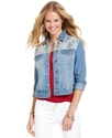 Juniors Jacket, Denim Lace