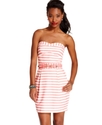Juniors Dress, Strapless Striped Sweetheart