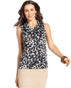 Top, Sleeveless Animal-Print Cowl-Neck