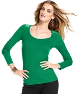 Top, Long-Sleeve Lace Scoop-Neck Tee