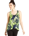 Juniors Top, Sleeveless Printed High-Low Tank