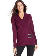 Debbie Morgan Petite Sweater, Long-Sleeve Shawl-Co