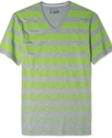 Shirt, Short Sleeve Gradient Stripe V-Neck T-Shirt
