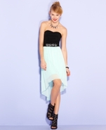 Juniors Dress, Strapless Colorblock High-Low