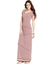 Dress, Cap-Sleeve Tiered-Stripe Maxi