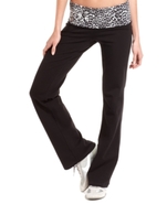 Pants, Animal-Print Fold-Over Yoga