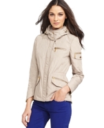 Coat, Hooded Cinched-Waist Quilted